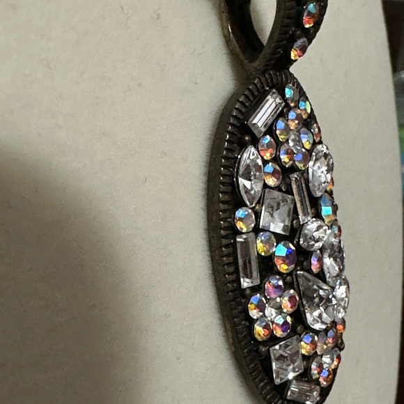 Rare HTD Lia Sophia AB Crystal Necklace.  Antique Bronze Tone.  16-19”. - Picture 4 of 6